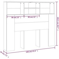 Testiera Con Scomparti Rovere Fumo 120x19x103,5 Cm VidaXL 9 Testiera Con Scomparti Rovere Fumo 120x19x103,5 Cm VidaXL -LettoMania Italia 64883344 3