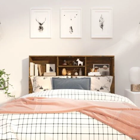 Testiera Con Scomparti Rovere Fumo 120x19x103,5 Cm VidaXL 6 Testiera Con Scomparti Rovere Fumo 120x19x103,5 Cm VidaXL - immagine 4