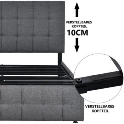 Letto Matrimoniale Con 4 Cassetti Rete A Doghe Testiera Regolabile, Facile Da Montare 140x200 Cm Grigio -LettoMania Italia 65296250 3