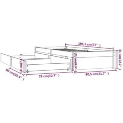 Giroletto Con Cassetti Miele 75x190 Cm 2FT6 Small Single VidaXL -LettoMania Italia 65724786 3