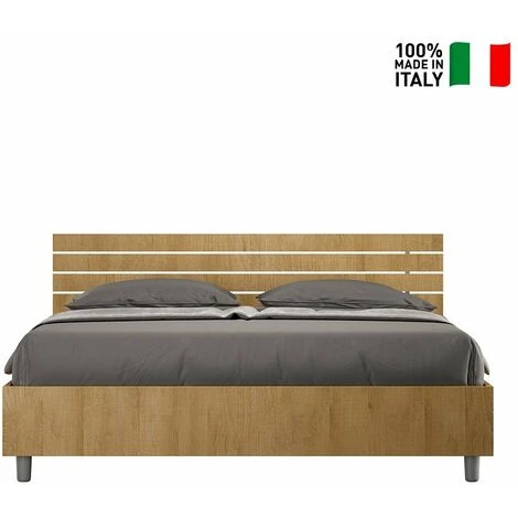 Letto In Legno Matrimoniale Doghe Contenitore 160x190cm Ankel Oak 4 Letto In Legno Matrimoniale Doghe Contenitore 160x190cm Ankel Oak - immagine 2