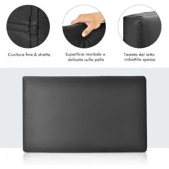 COSTWAY Testiera Da Letto Imbottita, Testiera A Muro Imbottita In Spugna Con Superficie In Tessuto Di Lino/Pelle PU, 88x53x7cm (Pelle PU-nero) 10 COSTWAY Testiera Da Letto Imbottita, Testiera A Muro Imbottita In Spugna Con Superficie In Tessuto Di Lino/Pelle PU, 88x53x7cm (Pelle PU-nero) -LettoMania Italia 66409691 4