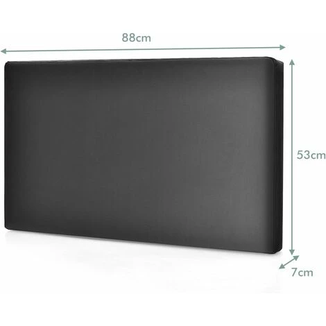 COSTWAY Testiera Da Letto Imbottita, Testiera A Muro Imbottita In Spugna Con Superficie In Tessuto Di Lino/Pelle PU, 88x53x7cm (Pelle PU-nero) 7 COSTWAY Testiera Da Letto Imbottita, Testiera A Muro Imbottita In Spugna Con Superficie In Tessuto Di Lino/Pelle PU, 88x53x7cm (Pelle PU-nero) - immagine 5