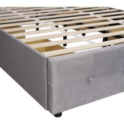 Letto Imbottito 140x200 Cm Letto Matrimoniale Con Cassetto E Schienale, Velluto Delicato Sulla Pelle, Letto Adulti, Grigio -LettoMania Italia 66435525 5