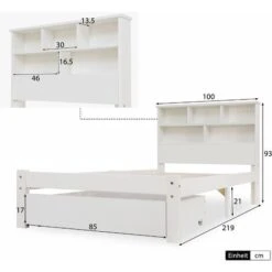 Letto Singolo 90x200 Cm, Con Cassetti E Doghe, Libreria, Stile Contemporaneo, Bianco -LettoMania Italia 67460771 5