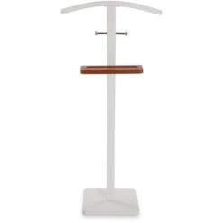 Versa Lauder Servo Muto Moderno E Multifunzionale, Appendiabiti Indossatore Per Camera Da Letto E Spogliatoio, Misure (A X L X L) 109 X 25 X 49 Cm, Metallo E Legno, Colore Bianco E Marrone -LettoMania Italia 69365128 5