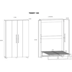 Letto A Parete TEDDY 120x200cm Verticale Rovere Sonoma 11 Letto A Parete TEDDY 120x200cm Verticale Rovere Sonoma -LettoMania Italia 69700056 5