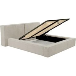 Letto Con Contenitore 140 X 190 Cm - Velluto A Coste - Beige - TIMANO -LettoMania Italia 70731862 4