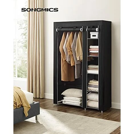 SONGMICS XL LSF007 - Guardaroba In Tessuto, Pieghevole, Da Campeggio, 175 X 110 X 45 Cm, Colore: Nero 4 SONGMICS XL LSF007 - Guardaroba In Tessuto, Pieghevole, Da Campeggio, 175 X 110 X 45 Cm, Colore: Nero - immagine 2