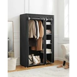 SONGMICS XL LSF007 - Guardaroba In Tessuto, Pieghevole, Da Campeggio, 175 X 110 X 45 Cm, Colore: Nero 8 SONGMICS XL LSF007 - Guardaroba In Tessuto, Pieghevole, Da Campeggio, 175 X 110 X 45 Cm, Colore: Nero -LettoMania Italia 70762508 3