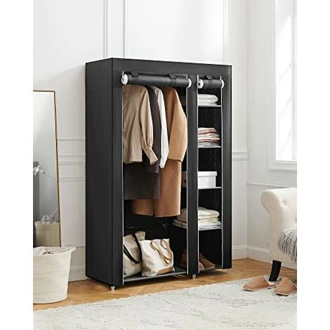 SONGMICS XL LSF007 - Guardaroba In Tessuto, Pieghevole, Da Campeggio, 175 X 110 X 45 Cm, Colore: Nero 5 SONGMICS XL LSF007 - Guardaroba In Tessuto, Pieghevole, Da Campeggio, 175 X 110 X 45 Cm, Colore: Nero - immagine 3