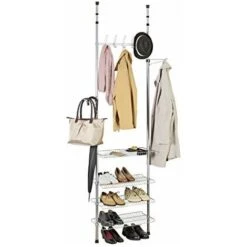 WENKO Sisema Organizzatore Armadio Apollon - Teleskopico, Metallo Verniciato, 61 X 180-300 X 28 Cm, Grigio