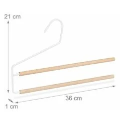 Relaxdays Grucce Per Pantaloni Set Da 12, Salvaspazio E Multiple, Gonne, Antiscivolo In Legno E Metallo, Bianco/Naturale -LettoMania Italia 70866088 4