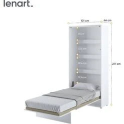 Lenart Letto A Scomparsa BED CONCEPT 03 90x200 Verticale Bianco Opaco -LettoMania Italia 71155338 3