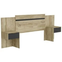 Testata Letto Allungabile Con Comodini 140/160 Cm Naturale E Nero - PARATI 10 Testata Letto Allungabile Con Comodini 140/160 Cm Naturale E Nero - PARATI -LettoMania Italia 71898014 4