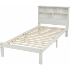 Letto Singolo In Legno Massello Bianco Con Cassetto E Testiera - 90x200cm -LettoMania Italia 72744355 4