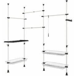 SoBuy Appendiabiti Telescopico, Scaffale Telescopico, Set Telescopico,Altezza Regolabile,FRG38