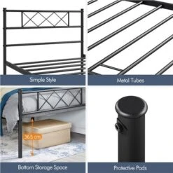 Yaheetech Struttura Letto In Metallo Con Testiera Telaio Con Rete A Doghe Per Camera Dormitorio Singolo 90 X 190 Cm Nero 10 Yaheetech Struttura Letto In Metallo Con Testiera Telaio Con Rete A Doghe Per Camera Dormitorio Singolo 90 X 190 Cm Nero -LettoMania Italia 75576360 4