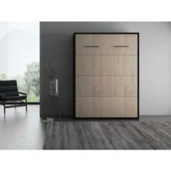 Letto Estraibile Apertura Verticale Manuale 140 X 200 Cm Naturale E Antracite - MALINA 10 Letto Estraibile Apertura Verticale Manuale 140 X 200 Cm Naturale E Antracite - MALINA -LettoMania Italia 76690904 4