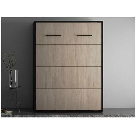 Letto Estraibile Apertura Verticale Manuale 140 X 200 Cm Naturale E Antracite - MALINA 7 Letto Estraibile Apertura Verticale Manuale 140 X 200 Cm Naturale E Antracite - MALINA - immagine 5