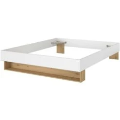 Letto Con Cassetto E Nicchia 160 X 200 Cm Bianco E Naturale - MISTA -LettoMania Italia 76690905 3