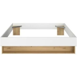 Letto Con Cassetto E Nicchia 160 X 200 Cm Bianco E Naturale - MISTA -LettoMania Italia 76690905 4