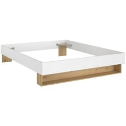 Letto Con Cassetto E Nicchia 160 X 200 Cm Bianco E Naturale - MISTA -LettoMania Italia 76690905 5