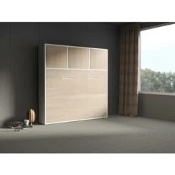 Letto Estraibile Apertura Orizzontale Manuale 140 X 200 Cm Con Vani Portaoggetti Naturale E Bianco - ELIANOR 8 Letto Estraibile Apertura Orizzontale Manuale 140 X 200 Cm Con Vani Portaoggetti Naturale E Bianco - ELIANOR -LettoMania Italia 76690927 2