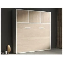 Letto Estraibile Apertura Orizzontale Manuale 140 X 200 Cm Con Vani Portaoggetti Naturale E Bianco - ELIANOR 9 Letto Estraibile Apertura Orizzontale Manuale 140 X 200 Cm Con Vani Portaoggetti Naturale E Bianco - ELIANOR -LettoMania Italia 76690927 3