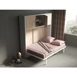 Letto Estraibile Apertura Orizzontale Manuale 140 X 200 Cm Con Vani Portaoggetti Naturale E Bianco - ELIANOR 10 Letto Estraibile Apertura Orizzontale Manuale 140 X 200 Cm Con Vani Portaoggetti Naturale E Bianco - ELIANOR -LettoMania Italia 76690927 4