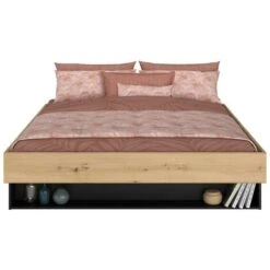 Letto Con Cassetto E Nicchia 160 X 200 Cm Naturale E Nero - MISTA 10 Letto Con Cassetto E Nicchia 160 X 200 Cm Naturale E Nero - MISTA -LettoMania Italia 76707777 4