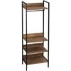 HOMCOM Appendiabiti Da Terra Con 1 Asta E 4 Ripiani Aperti In Truciolato E Acciaio, 60x40x180 Cm, Marrone
