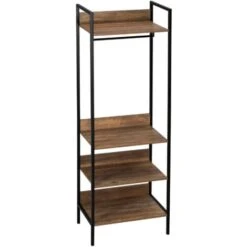 HOMCOM Appendiabiti Da Terra Con 1 Asta E 4 Ripiani Aperti In Truciolato E Acciaio, 60x40x180 Cm, Marrone