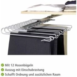 WENKO 5971100 Estraibile Per Armadio Portapantaloni - Per 12 Paio Di Pantaloni, Metallo Cromato, 33 X 10 X 47 Cm, Argento Lucido -LettoMania Italia 77284793 4