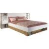 Letto Con Comodini E Scomparti 160 X 200 Cm Bianco E Naturale - MISTA -LettoMania Italia 77514526 1