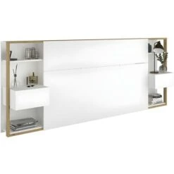 Letto Con Comodini E Scomparti 160 X 200 Cm Bianco E Naturale - MISTA -LettoMania Italia 77514526 5