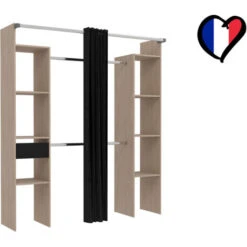 Armadio In Legno, Tenda Nera: 2 Armadi, 6 Ripiani, Un Cassetto -LettoMania Italia 77807346 3