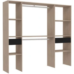 Armadio In Legno, 2 Armadi, 6 Ripiani, 2 Cassetti