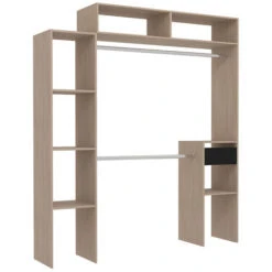 Armadio In Legno Estendibile, 2 Armadi, 4 Ripiani, 1 Cassetto