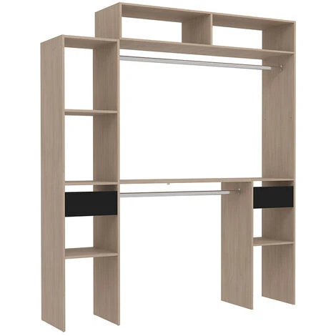 Armadio In Legno Estendibile, 2 Armadi, 4 Ripiani, 2 Cassetti 3 Armadio In Legno Estendibile, 2 Armadi, 4 Ripiani, 2 Cassetti