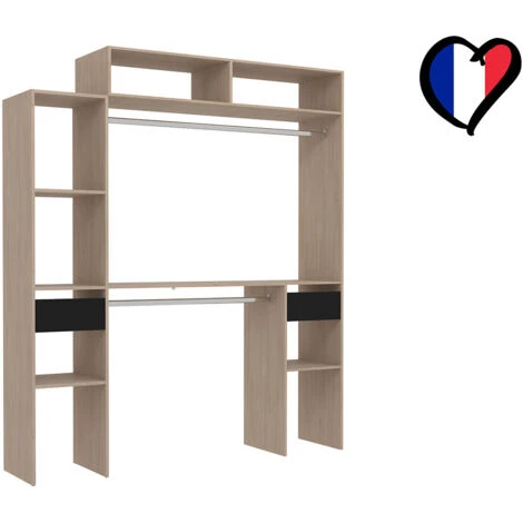 Armadio In Legno Estendibile, 2 Armadi, 4 Ripiani, 2 Cassetti 5 Armadio In Legno Estendibile, 2 Armadi, 4 Ripiani, 2 Cassetti - immagine 3