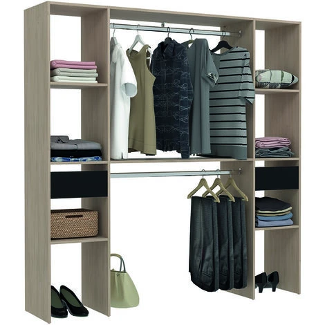 Armadio In Legno, 6 Ripiani, 2 Cassetti, 2 Armadi: 180x40x180 4 Armadio In Legno, 6 Ripiani, 2 Cassetti, 2 Armadi: 180x40x180 - immagine 2