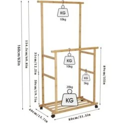 Stand Appendiabiti Attaccapanni Bambu Con Ruote Da Terra Canne Doppie Servo Muto Ingresso Camera -LettoMania Italia 80694466 3