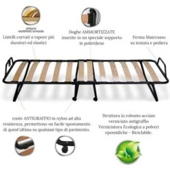 EVERGREENWEB - Brandina Pieghevole Con Materasso Memory Foam 90x200 Cm Alto 12 Cm + Cuscino Gratis, Rivestimento Sfoderabile Rete Singola A Doghe Legno Ortopedica, Letto Salvaspazio Offerta -LettoMania Italia 80799939 3