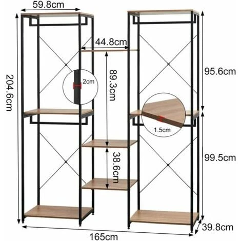 WOLTU Stand Appendiabiti Attaccapanni Guardaroba Armadio Scaffale Porta Abiti 4 WOLTU Stand Appendiabiti Attaccapanni Guardaroba Armadio Scaffale Porta Abiti - immagine 2