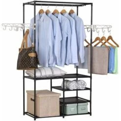 WOLTU Stand Appendiabiti Con Ganci E Scarpiera 4 Ripiani Scaffale Porta Abiti