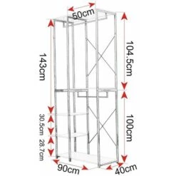 WOLTU Attaccapanni Stand Appendiabiti Con Scaffali Legno Metallo 90x40x204.5cm Nero + Rovere Chiaro -LettoMania Italia 80879936 4