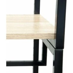 WOLTU Attaccapanni Stand Appendiabiti Con Scaffali Legno Metallo 90x40x204.5cm Nero + Rovere Chiaro -LettoMania Italia 80879936 5