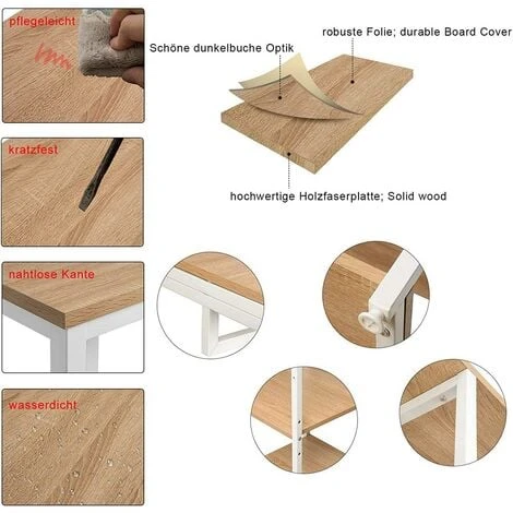 WOLTU Attaccapanni Stand Appendiabiti Con Scaffali Legno Metallo 90x40x204.5cm Bianco + Rovere Chiaro 6 WOLTU Attaccapanni Stand Appendiabiti Con Scaffali Legno Metallo 90x40x204.5cm Bianco + Rovere Chiaro - immagine 4