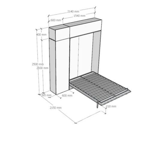 Letto A Scomparsa Alla Francese 140 Cm Con Mobili Bianco KENTARO 5 Letto A Scomparsa Alla Francese 140 Cm Con Mobili Bianco KENTARO - immagine 3